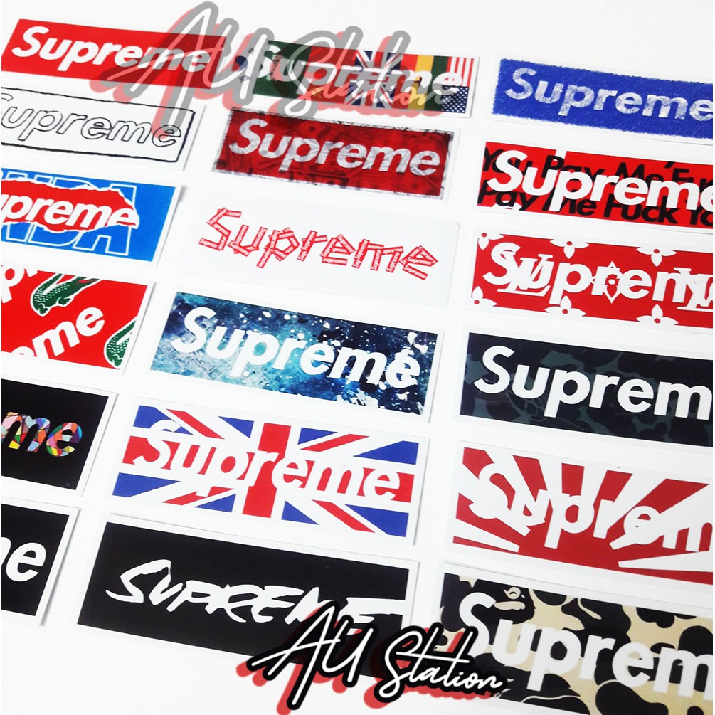 Decal Sticker SUPREME Nhựa PVC, không thấm nước, dán nón bảo hiểm, xe, laptop, điện thoại, Vali, ... Siêu Hot