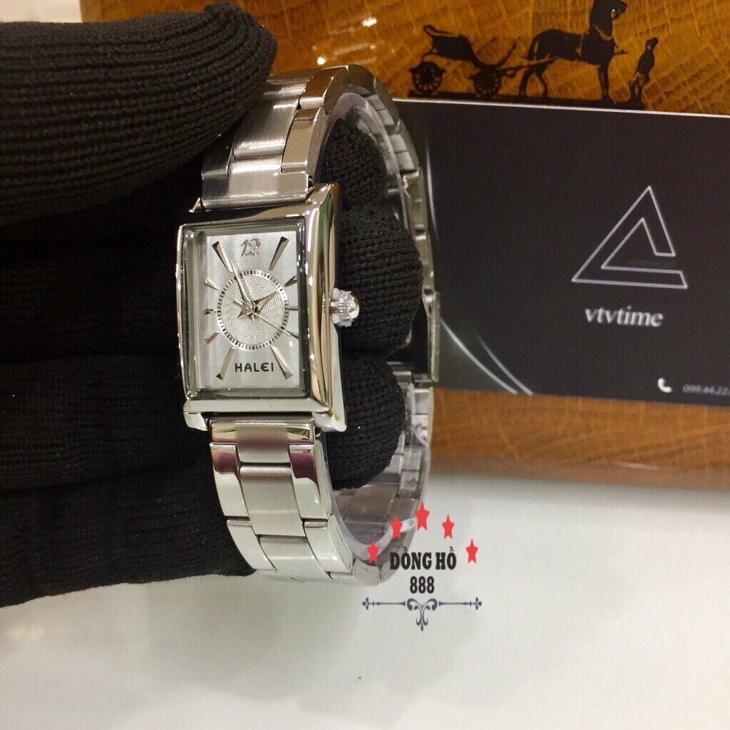 Đồng hồ nữ HALEI dây thép- TẶNG 1 vòng tỳ hưu - dây trắng mặt trắng | BigBuy360 - bigbuy360.vn