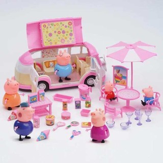 Bộ đồ chơi Gia đình heo Peppa Pig đi ô tô dã ngoại