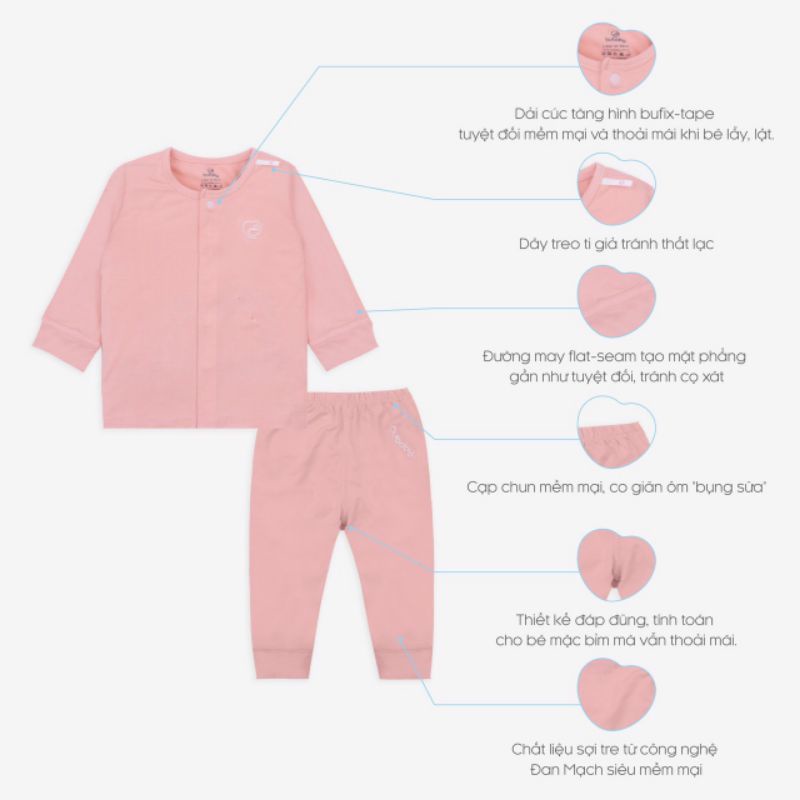 Bộ Sơ Sinh Cài Giữa BU Bambus B5 • 0-3M 3-6M 6-9M • Choding Home