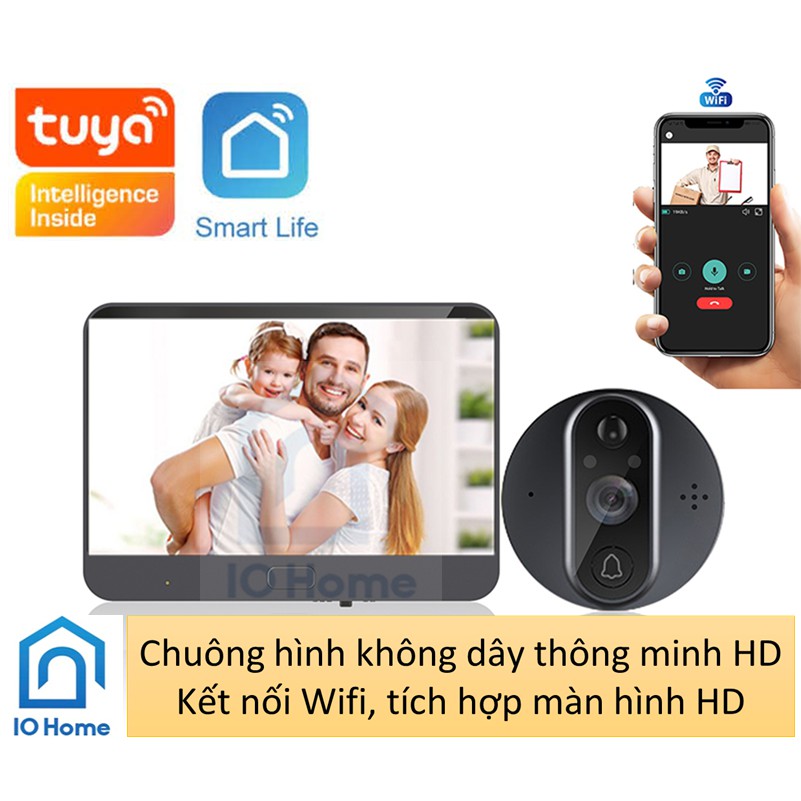 Chuông hình thông minh Tuya Smart Life kết nối Wifi, tích hợp màn hình HD 1080P và 720P