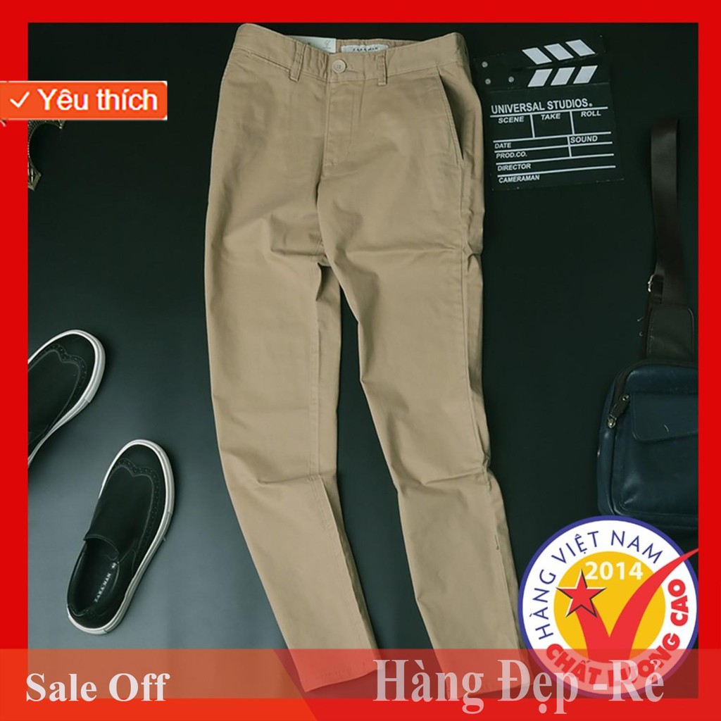 Quần kaki nam vải co giãn màu vàng bò hàng made in vietnam