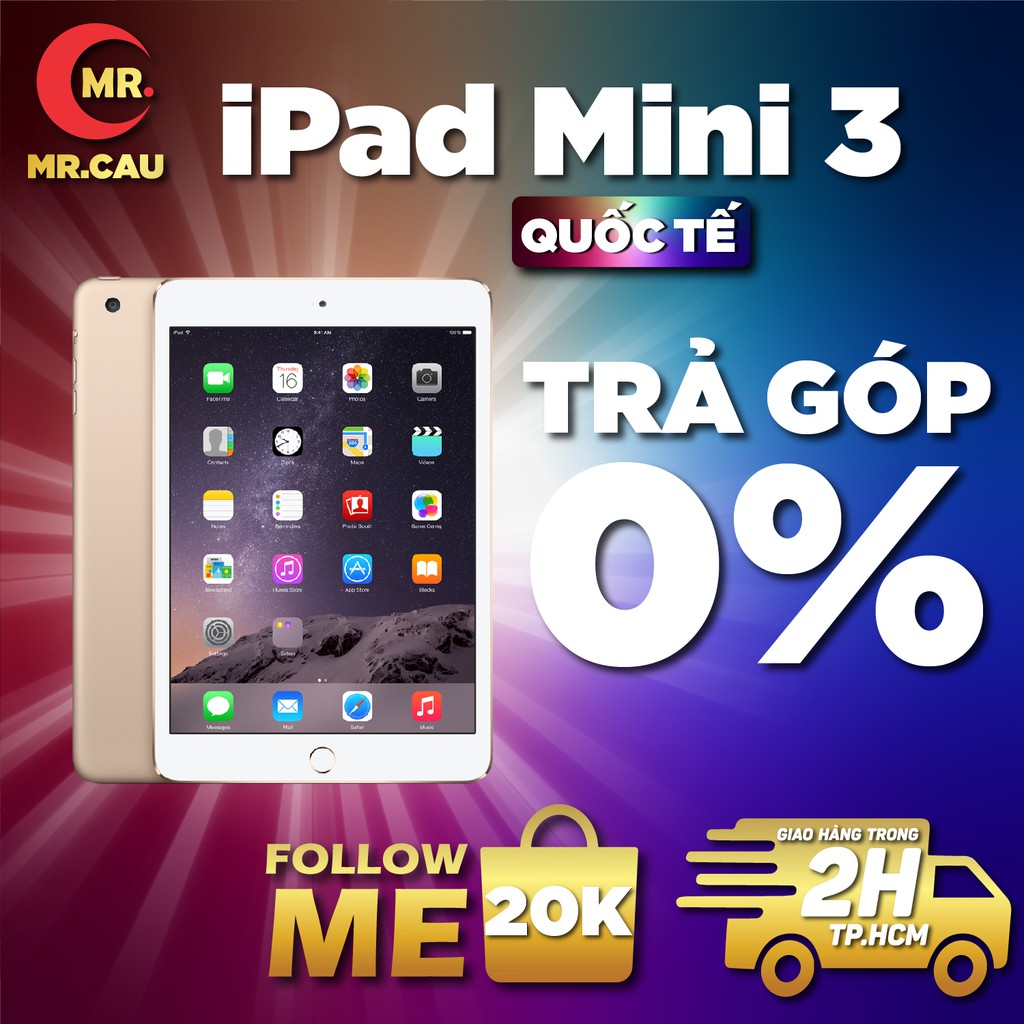 Máy tính bảng iPad Mini 3 - bản Sim 4G+Wifi - 16GB- KHUYẾN MÃI: TẶNG BỘ SẠC 12W + BAO DA | BigBuy360 - bigbuy360.vn