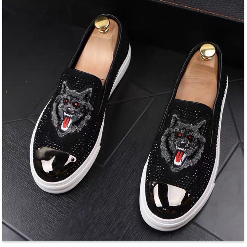 🌸 TOP SHOES ★ Giầy lười sói đính đá  cho nam ★ GIÁ GỐC