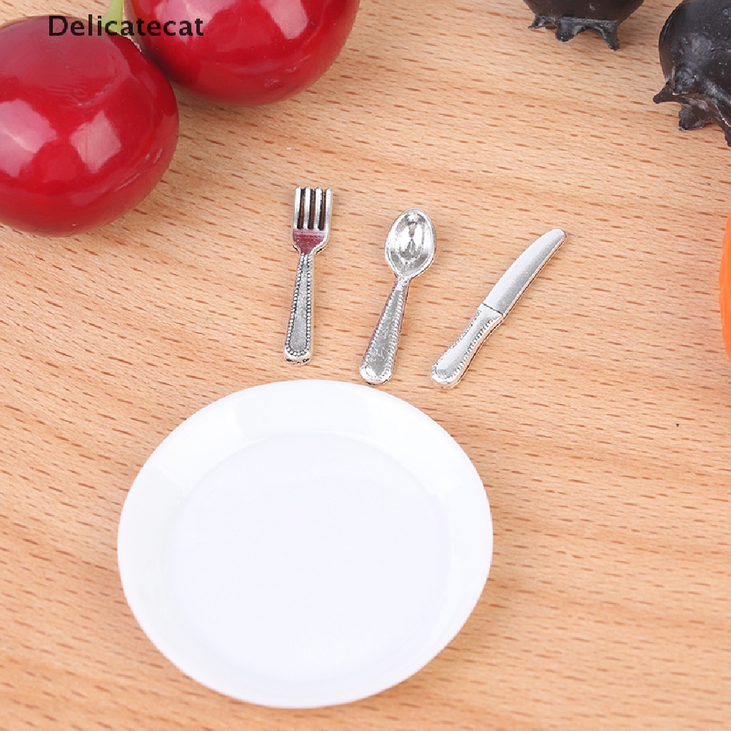 Bộ 4 Đĩa mini Trang Trí Nhà Búp Bê Phong Cách Phương Tây