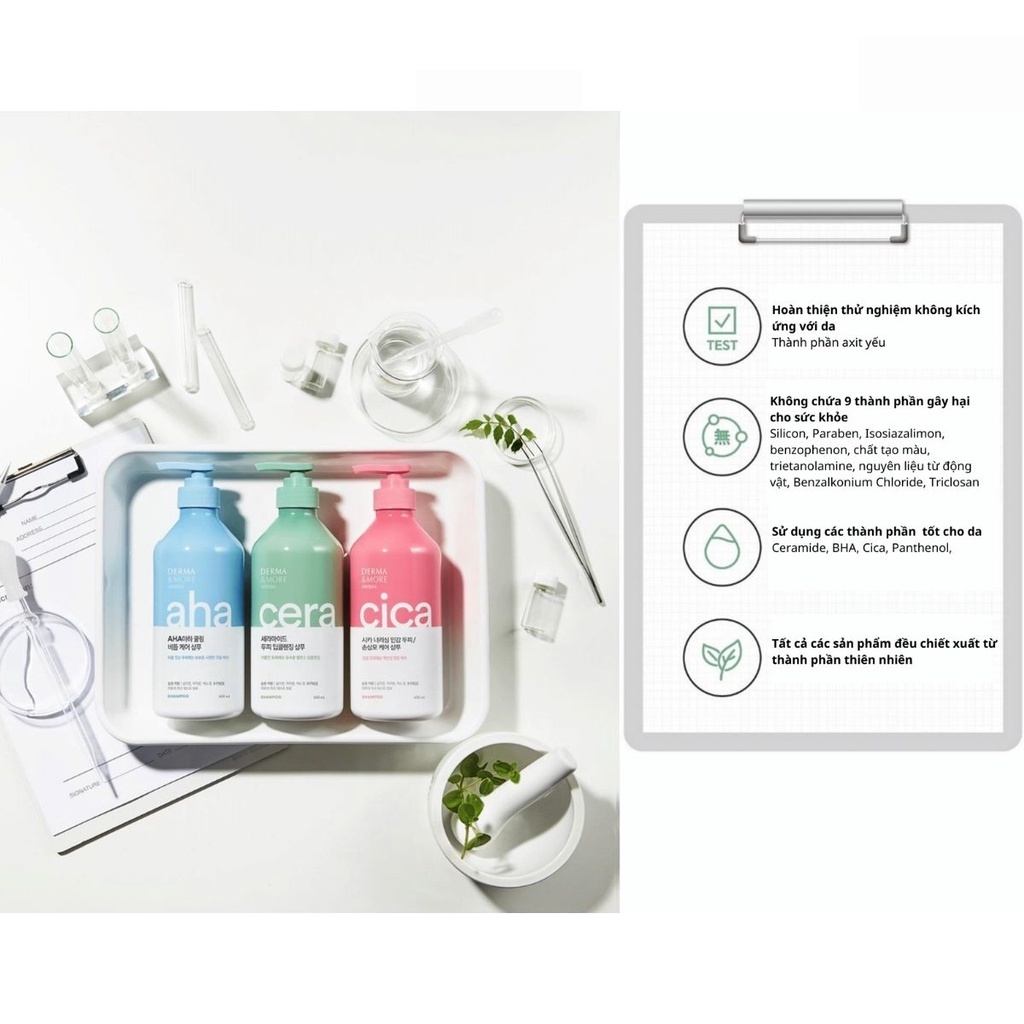 Dầu gội đầu Derma & More sạch gàu hết ngứa BHA EXTRA COOL chiết xuất tinh dầu bạc hà làm sạch sâu cho da đầu 600ml