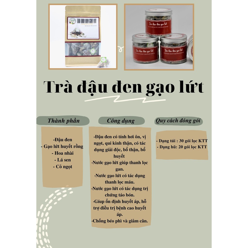 Trà Thảo Mộc Đậu Đen Gạo Lứt Huyết Rồng Giảm Cân An Toàn từ AN NAM TEA Dạng Túi Lọc 20 Gói/ 30 Gói Giải Độc Cơ Thể