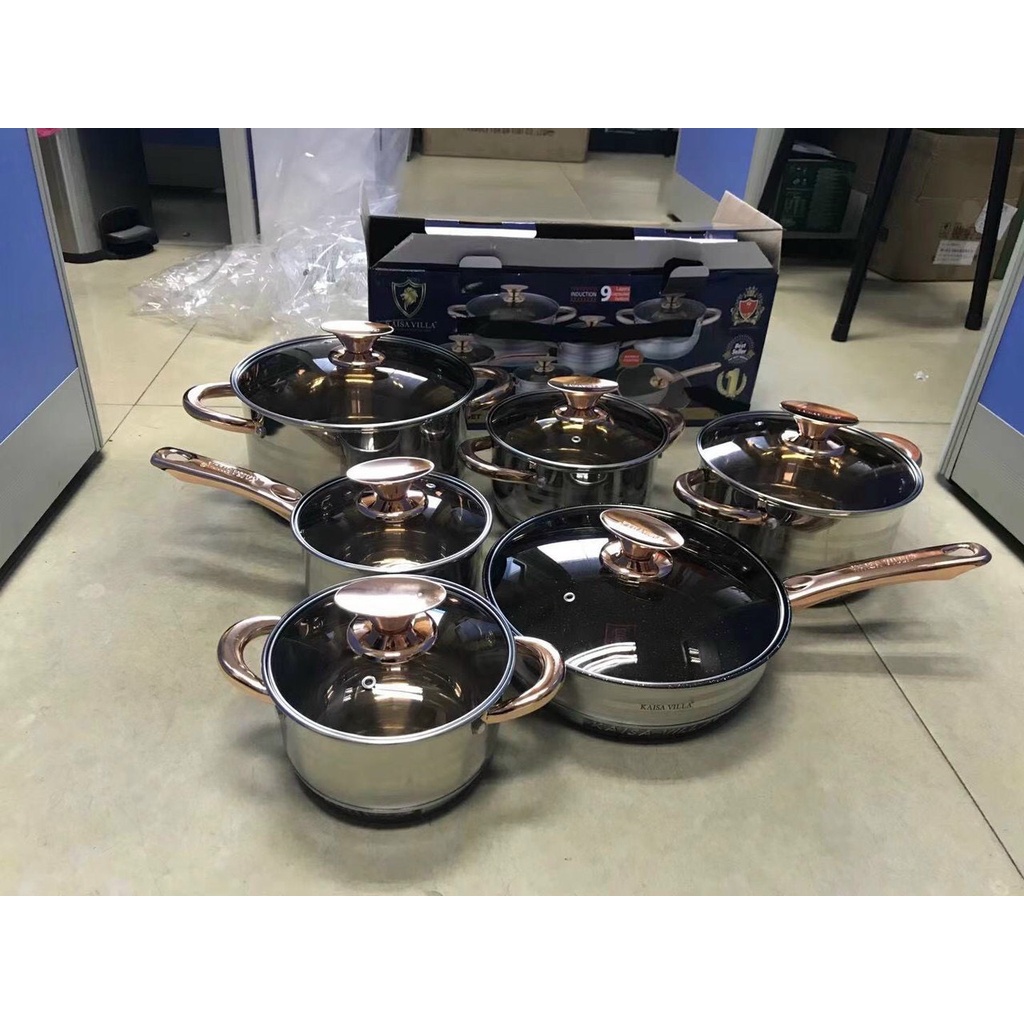 BỘ NỒI ĐỨC KAISA VILLA GỒM 6 MÓN 12 CHI TIẾT ĐÁY 9 LỚP(KV-6618)