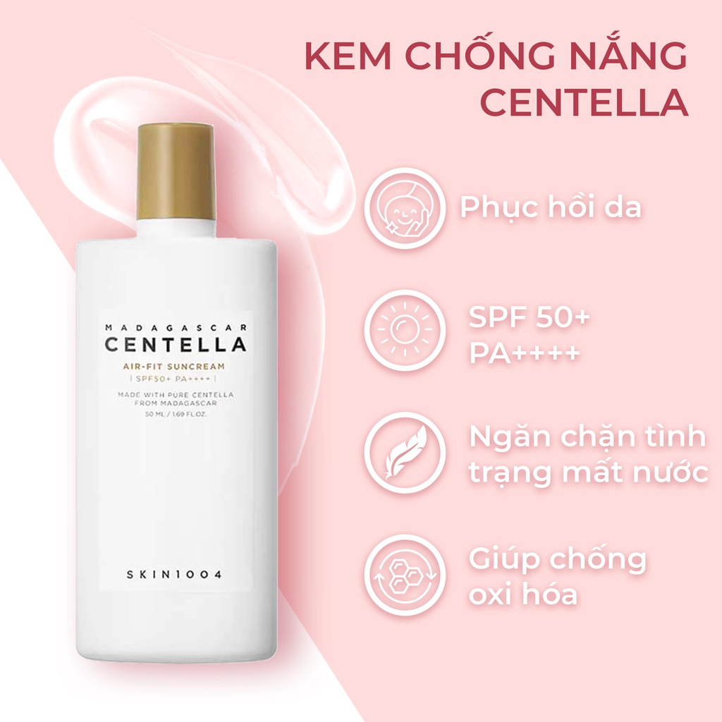 (CHÍNH HÃNG)Kem Chống Nắng Skin1004 Madagascar Centella Air-fit Suncream 50ml, Lành Tính Chiết Xuất Rau Má SPF50+/PA++++