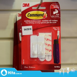 Móc treo dán tường vuông 900g vỉ 2 cái Command-3M XA006731997