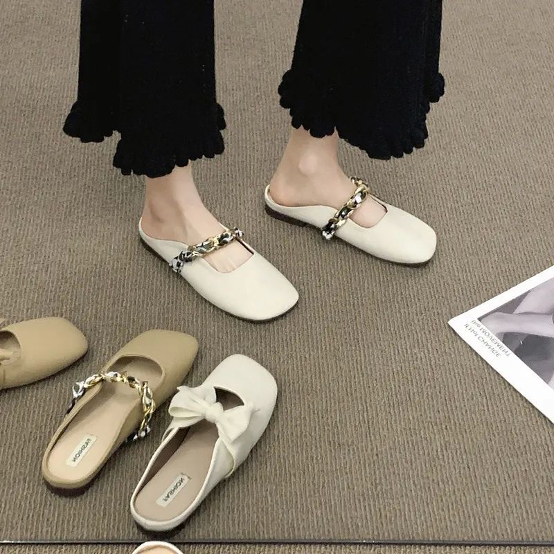 Dép Bít Mũi Đế Bằng Phong Cách Pháp Cổ Điển Thời Trang Mùa Xuân Cho Nữ