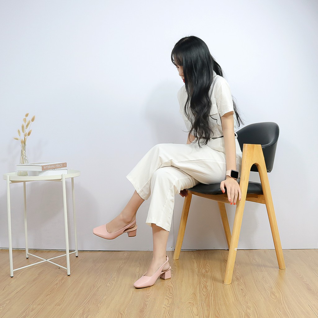 Carl & Ane -  Giày cao gót thời trang mũi nhọn phối dây hở gót cao 5cm _EL016