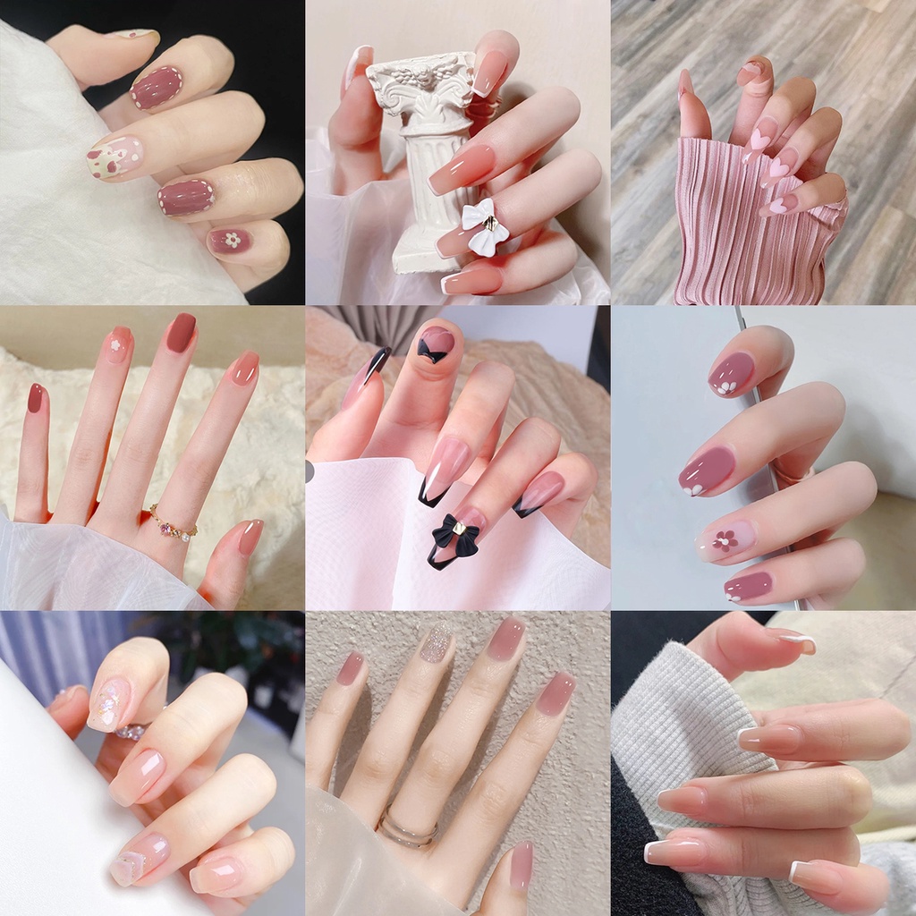 Set 24 móng tay giả màu sắc ngọt ngào