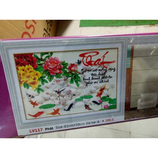 tranh đính đá đông hồ thư pháp chữ phát kt 82x58cm