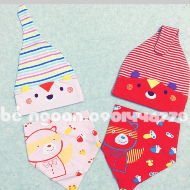 Set MŨ+YẾM cho bé (100%cotton)