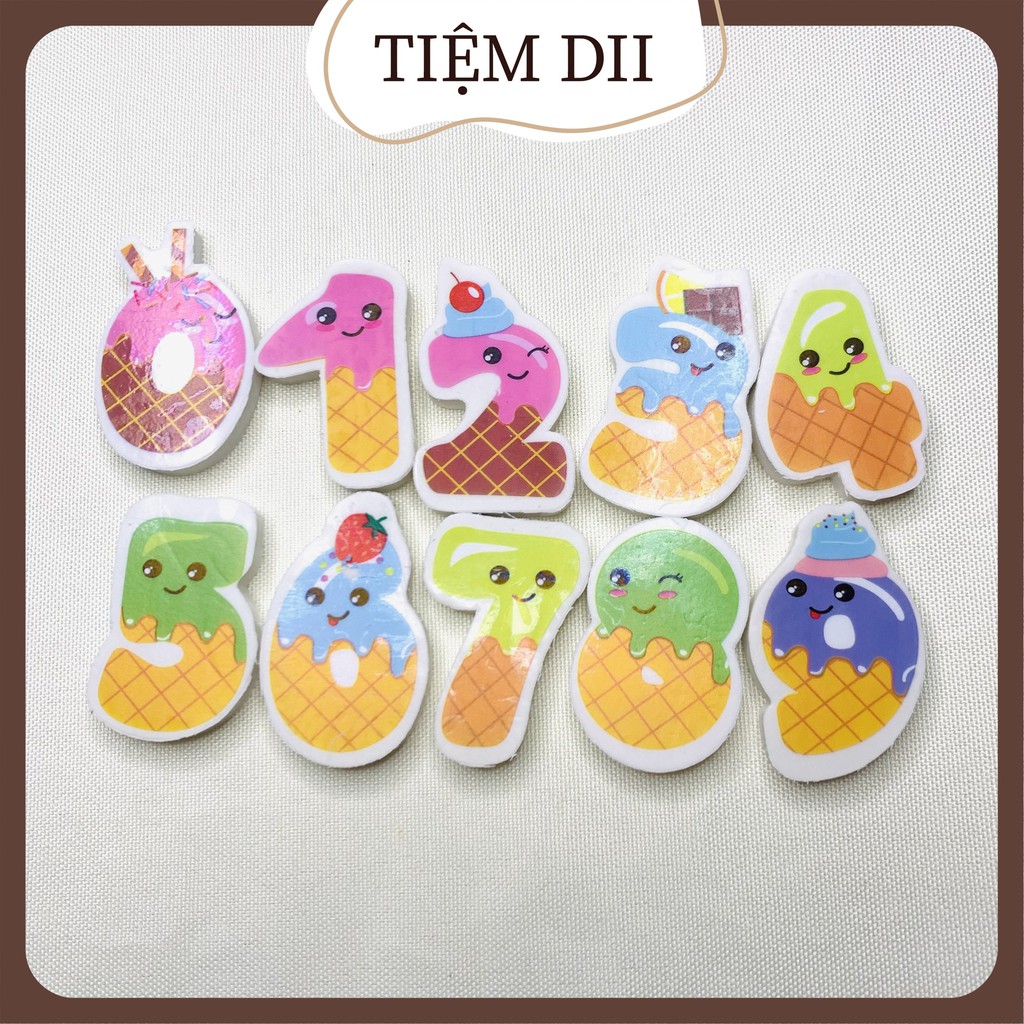 Tẩy Bút Chì, Gôm Tẩy Cute Hình Các Con Số Dễ Thương Cho Bé