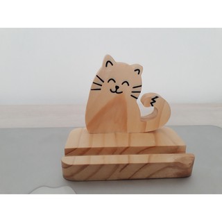 Giá đỡ điện thoại hình thú _ Mèo con _Gỗ thông