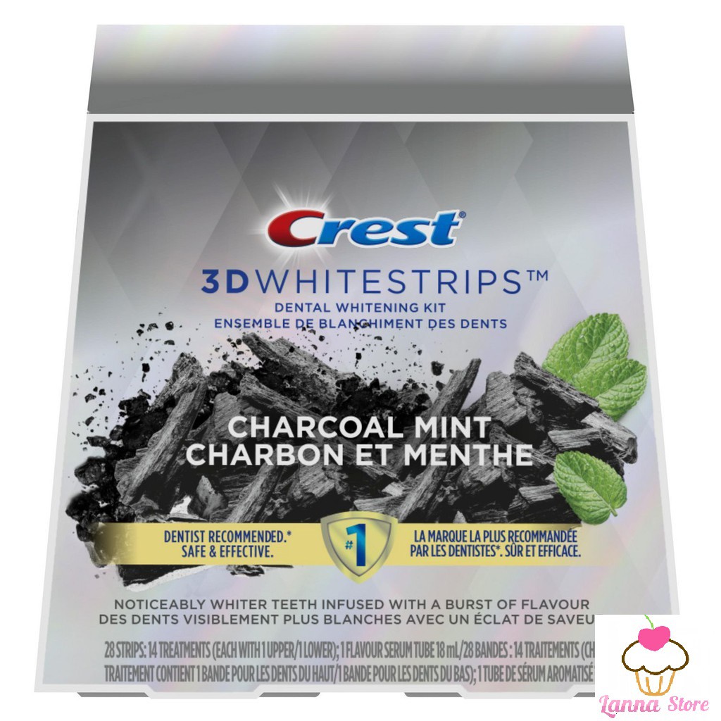 [Lẻ 1 gói/ 2 miếng] Miếng Dán Trắng Răng Than Hoạt Tính Crest 3D Whitestrips Charcoal - Mỹ