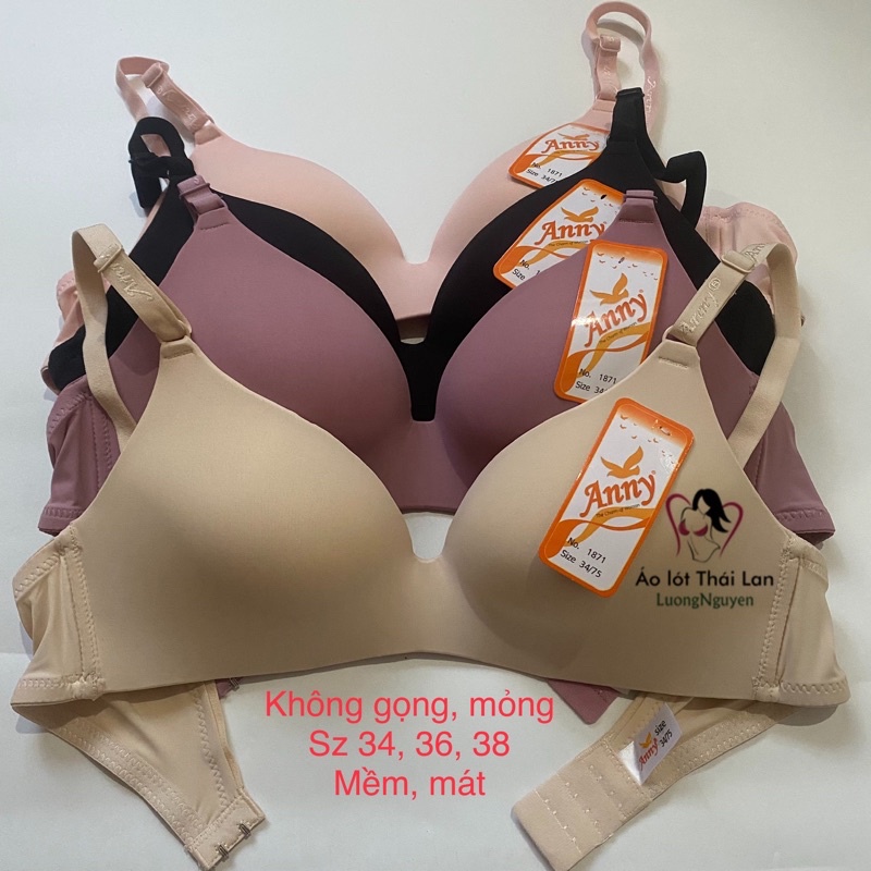 Áo lót nữ không gọng mút mỏng Thái lan 1871 size 34 đến size 38 nâng ngực vải mát thời trang nữ