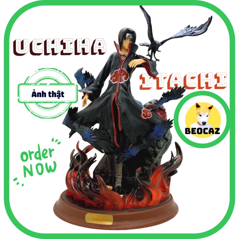 [Ship Hỏa Tốc][Full Box] Mô hình Uchiha Itachi Akatsuki có đế quạ màu tím xanh lửa đỏ đen- Đồ chơi Naruto