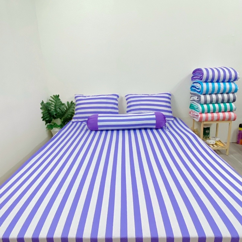 Bộ ga và vỏ gối thun Hàn mẫu sọc