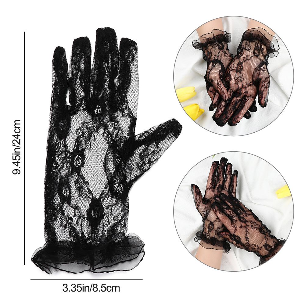 Găng tay ren màu đen chống nắng thời trang quyến rũ cho nữ