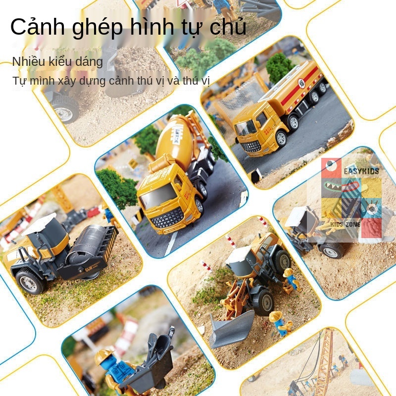 Đò chơi xe, Bộ mô hình đồ chơi xe kỹ thuật hợp kim nhiều chi tiết như thật có đèn nhạc
