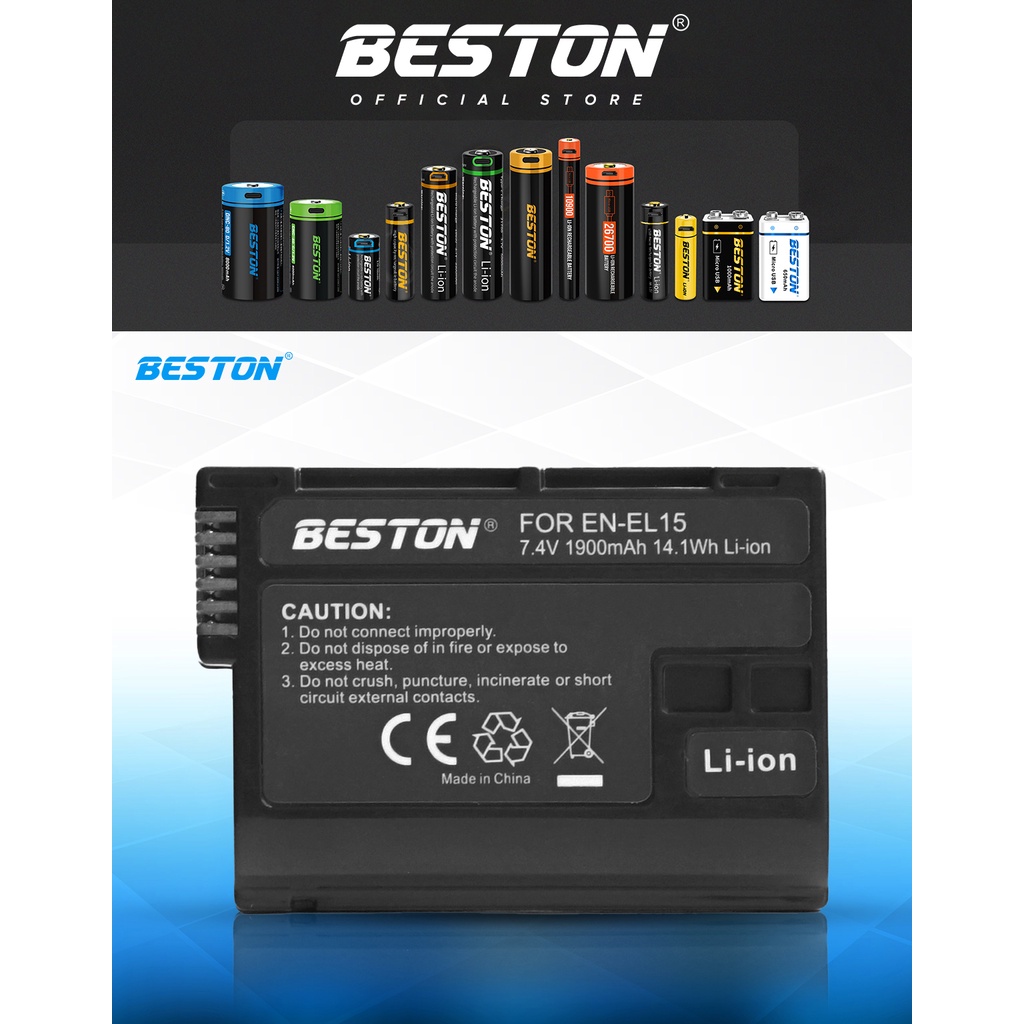 Pin Nikon EN-EL15 Beston Dùng Cho Máy Ảnh Nikon Z6 Z5 D7200 D7100 D7000 D610 D750 D500 D800 D600 Z7