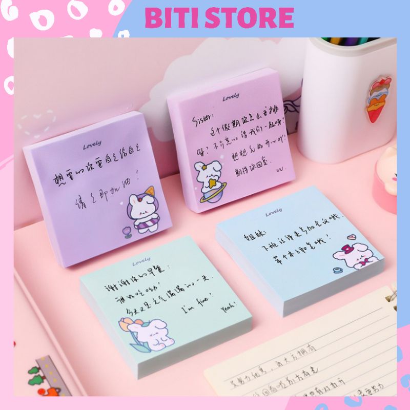 [Mã LIFEBOOK2 giảm 10% đơn 0Đ] Giấy Note, Giấy Ghi Chú Tập 80 Tờ Hình Vuông Màu Pastel Dễ Thương BiTi Store