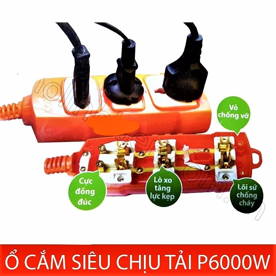 Ổ cắm điện lõi sứ chống cháy 2 lỗ, 3 lỗ, 4 lỗ, 6 lỗ, 8 lỗ 6000W chịu tải cao NIVAL