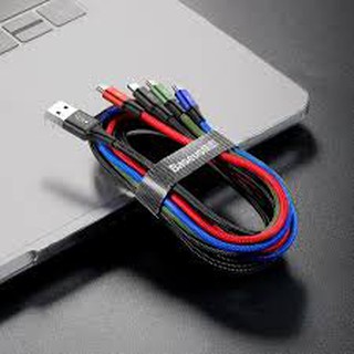 Cáp Sạc Đa Năng BASEUS RAPID SERIES 4 trong 1 (3.5A, 1.2M, Type C/ Micro/ 2 Lightning , Fast charge 4 in 1 Cable)