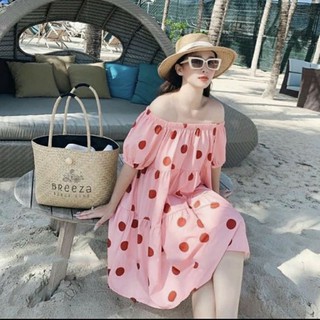 Váy bầu thời trang thiết kế sang chảnh M158 chất lụa hàn châu freesize từ 45 đến 70kg còn chấm bi