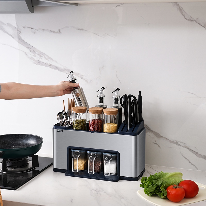 Kệ gia vị có khay cắm dao,đũa inox 304 thiết kế hiện đại theo phong cách Châu Âu