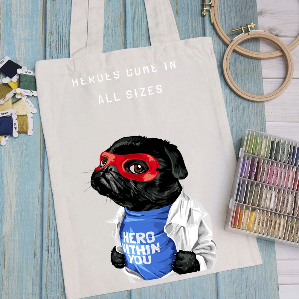 Túi vải túi Tote TEDDY ART - Mẫu 16 vải canvas dày đẹp cho nữ có khóa miệng đi học đi chơi. In hình theo yêu cầu