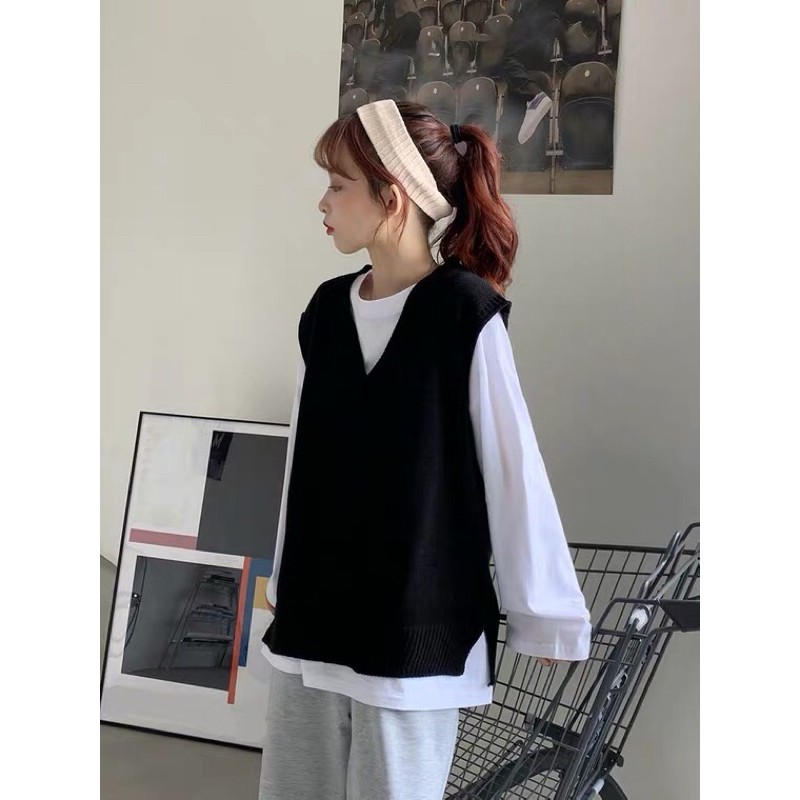 Áo gile len nhiều màu basic ulzzang Hàn Quốc [Yannie]