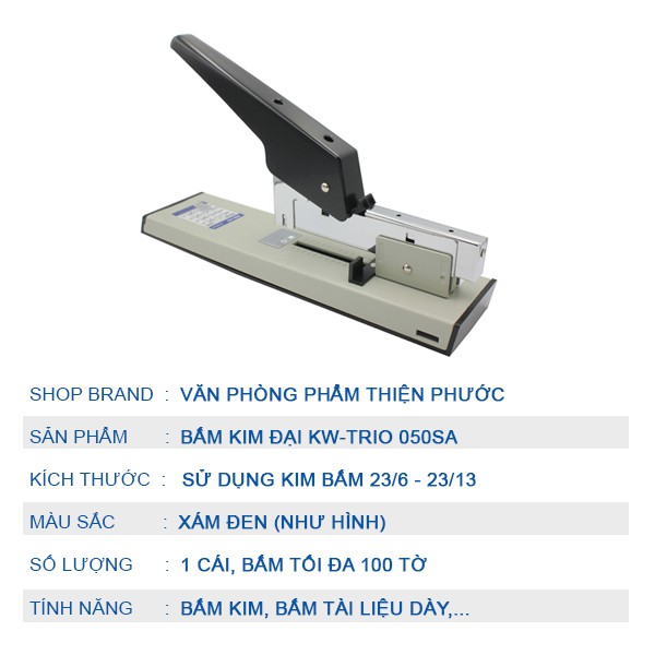 Máy bấm kim lớn KW-Trio 50SA Chính Hãng - Máy đóng ghim hồ sơ lớn THIỆN PHƯỚC