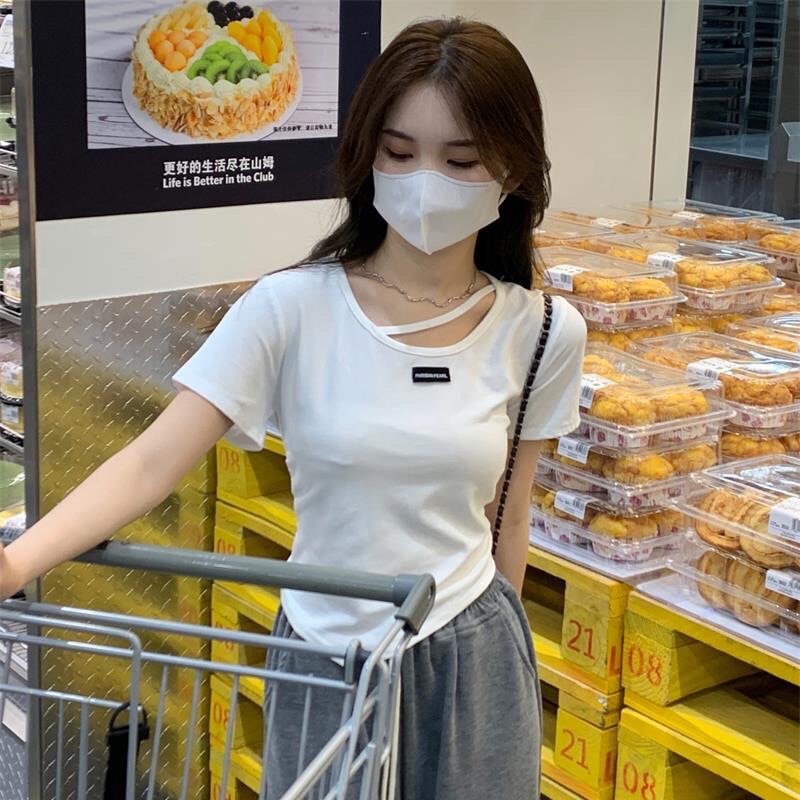 Áo ngắn tay mùa hè thiết kế thanh lịch phong cách Hàn Quốc