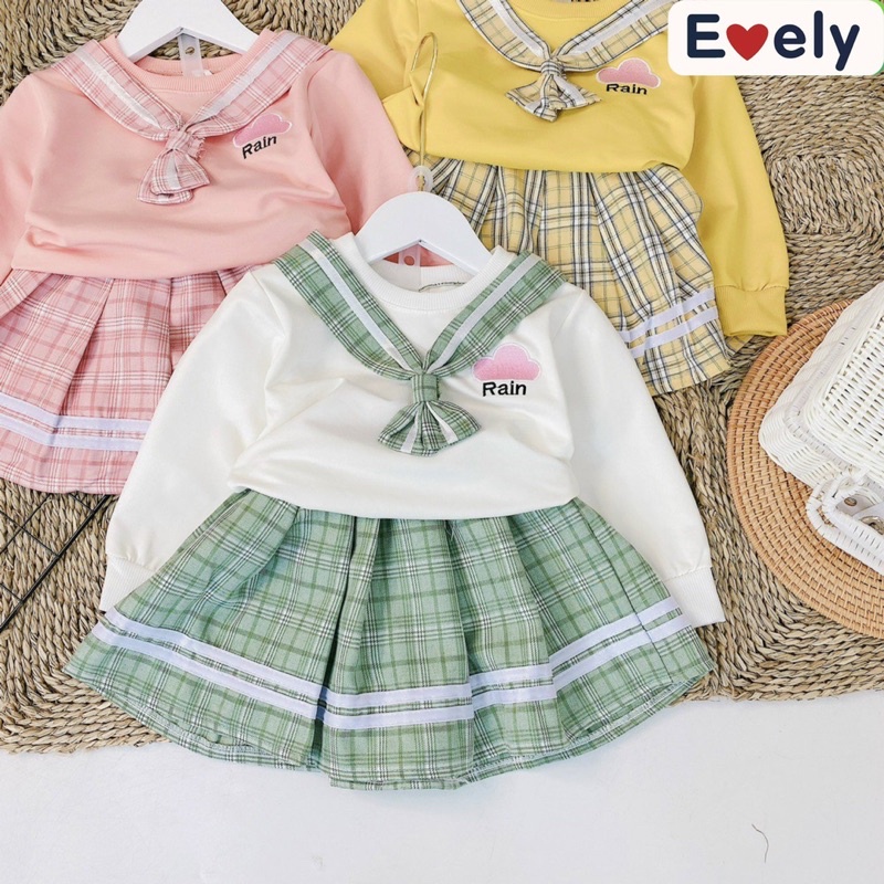 Sét Cho Bé Gái FREESHIP Áo Da Cá Kèm Chân Váy Có Quần Cực Kỳ Đáng Yêu - Bộ Đồ Mặc Vừa Cho 8=&gt;20kg [evelykids]