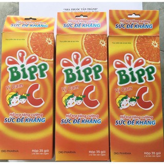 Hộp 35 gói viên ngậm bipp c bổ sung vitamin c cho cơ thể.