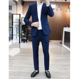 Bộ Vest Nam Trẻ Trung Màu Xanh Than Cao Cấp