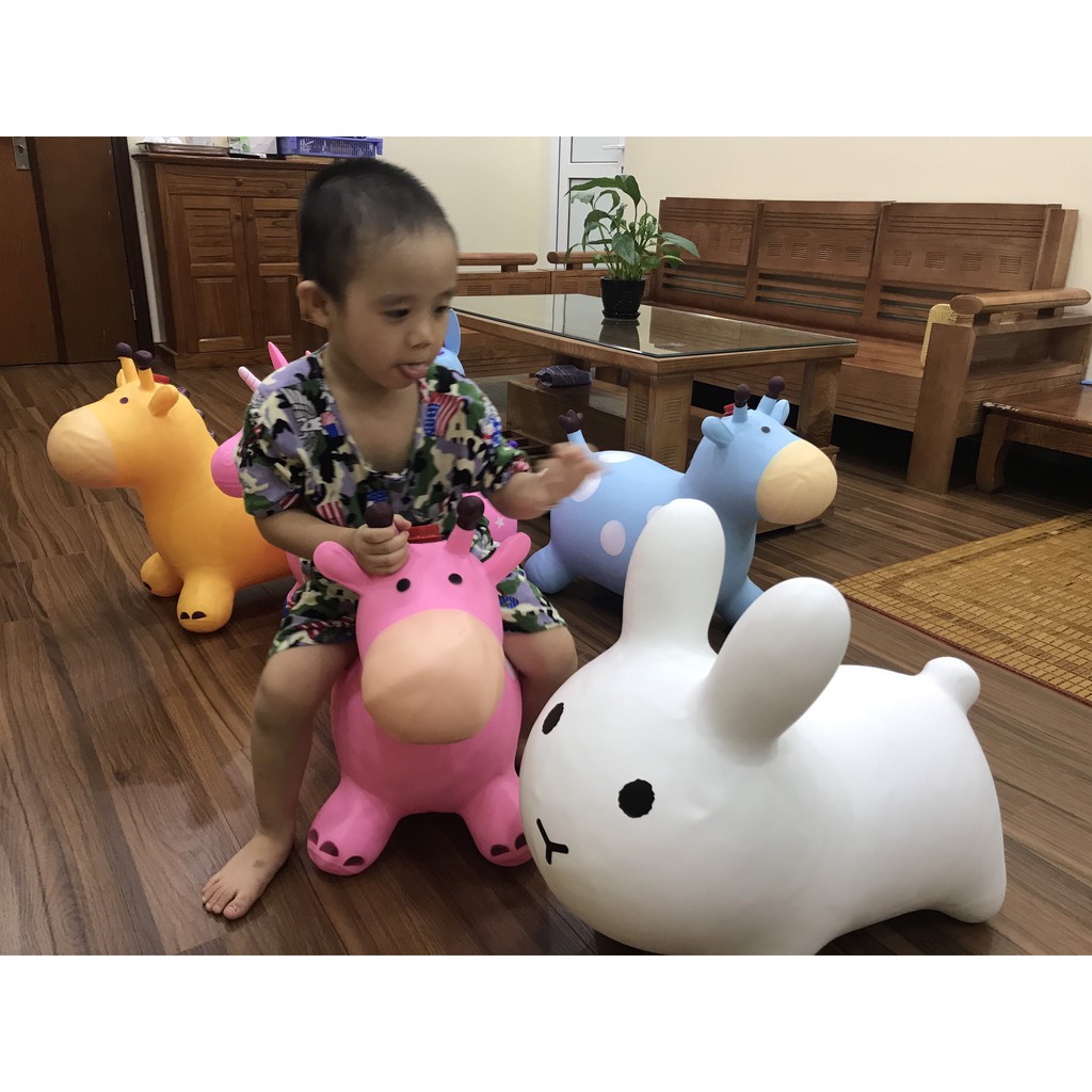 Thú nhún bơm hơi / đồ chơi thú nhún  cao su bé thỏa sức nhún nhảy