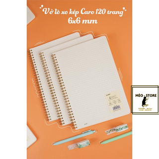 SỔ LÒ XO KÉP CARO( 6X6 MM) B5 BÌA TRONG 120 TRANG