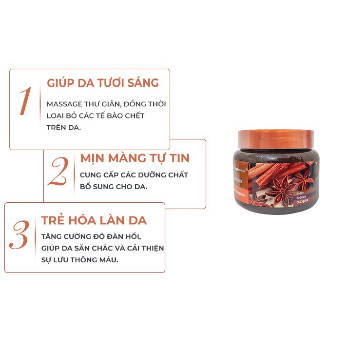 Scrub Tẩy Da Chết Quế Hồi Nga Và Café Slimming Gel Coffee &amp; Cinnamon Cloves Eksklyuziv Kosmetik 380g