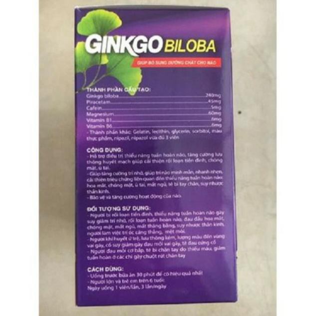 [Cam Kết Hàng Chính Hãng] - Hoạt huyết dưỡng não Ginkgo biloba 240mg - HỘP 100V - [Quầy Thuốc Bảo Lâm]