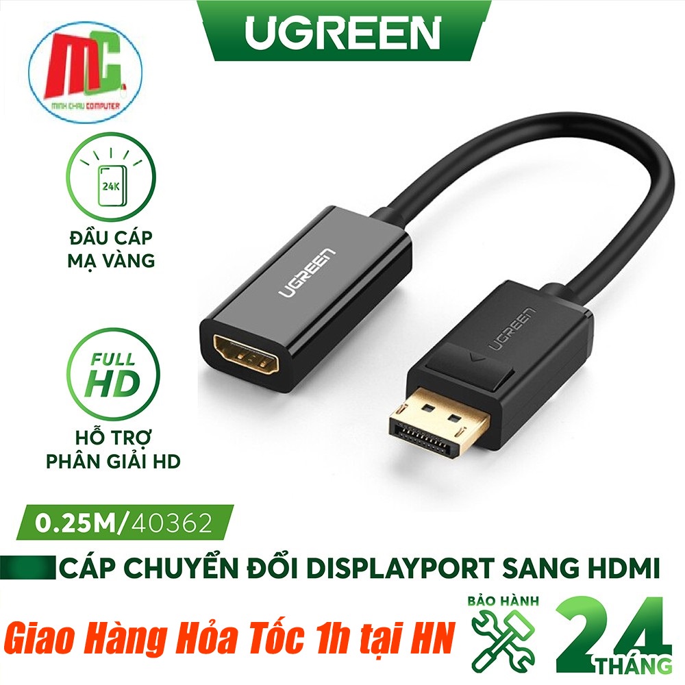 Cáp chuyển Displayport sang HDMI Ugreen 40362 - Hàng Chính hãng Bảo hành 18 tháng