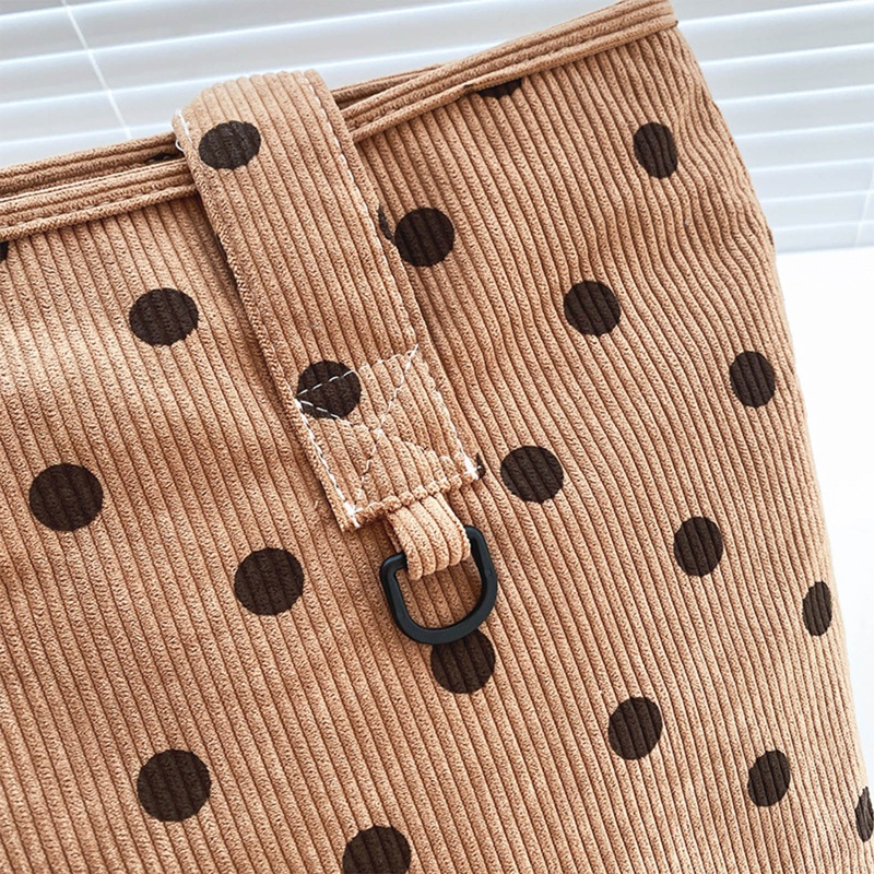 Túi Tote Đeo Vai / Xách Tay Bằng Nhung Kẻ Kích Thước Lớn Siêu Nhẹ Phong Cách Vintage