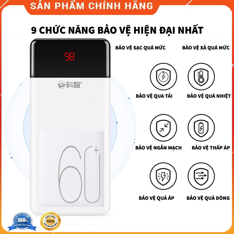 Pin sạc dự phòng Kezhi KZ605 dung lượng 60000MAH 4 cổng ra hỗ Trợ sạc nhanh 2 chiều