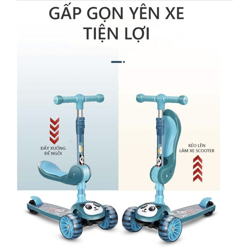 Xe Scooter 3 In 1 Có Nhạc - Đèn - Chòi Chân Chịu Lực 100Kg