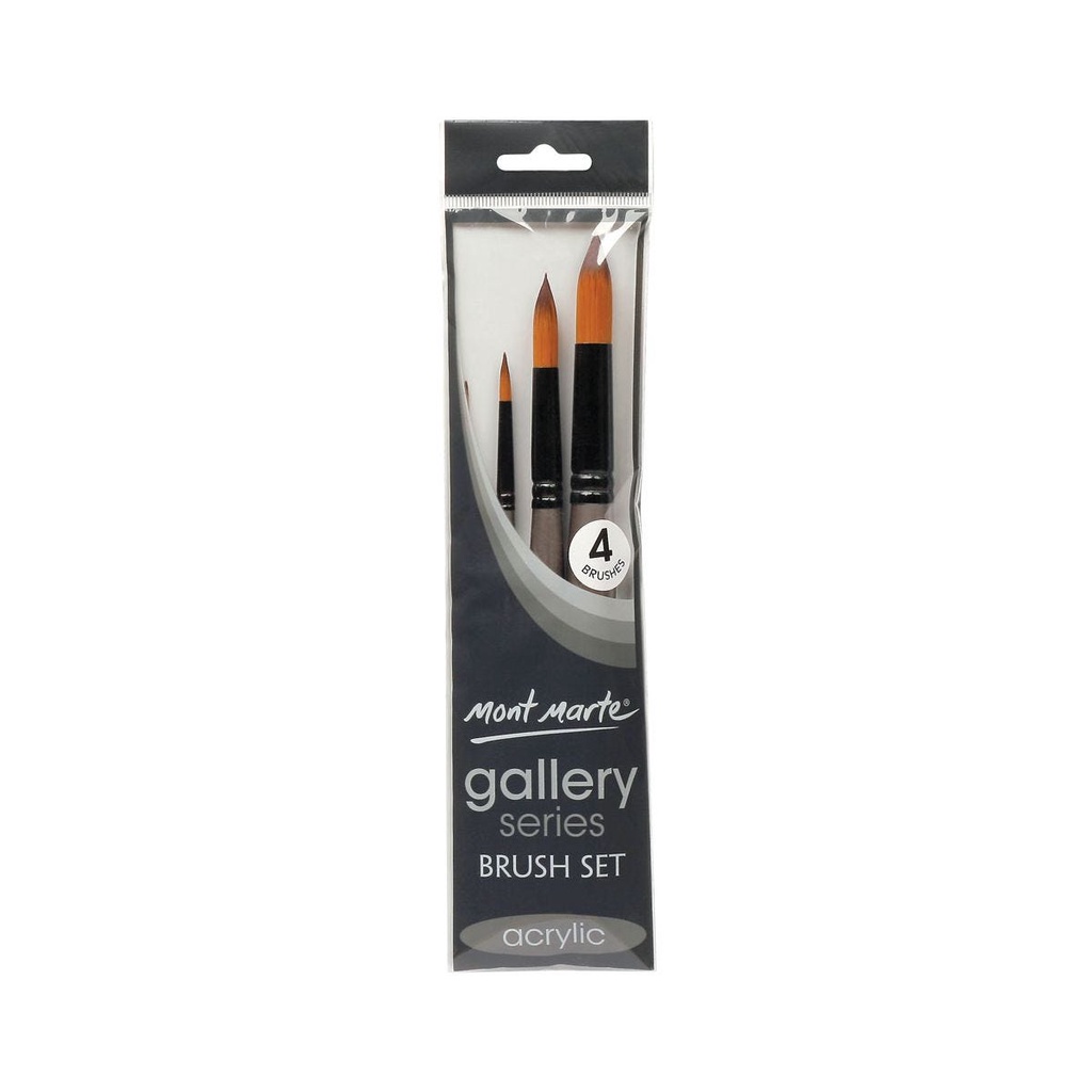 Bộ 4 Cọ Acrylic Mont Marte - Gallery Series Brush Set Acrylic 4pce - BMHS0018