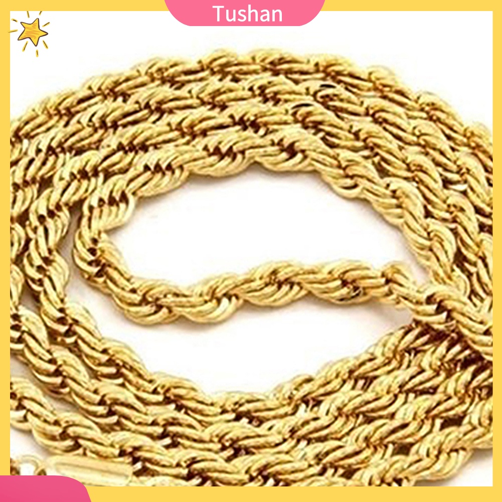 TUSH_Women's Men's Charm Fashion Jewelry Goldplated Twist Chain Choker Necklace